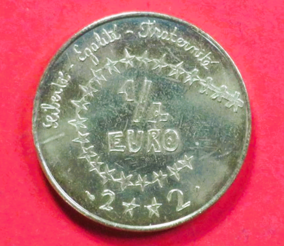 Frankreich:  ¼  Euro, 2002, gebraucht (used / ss-vz), Gedenkausgabe