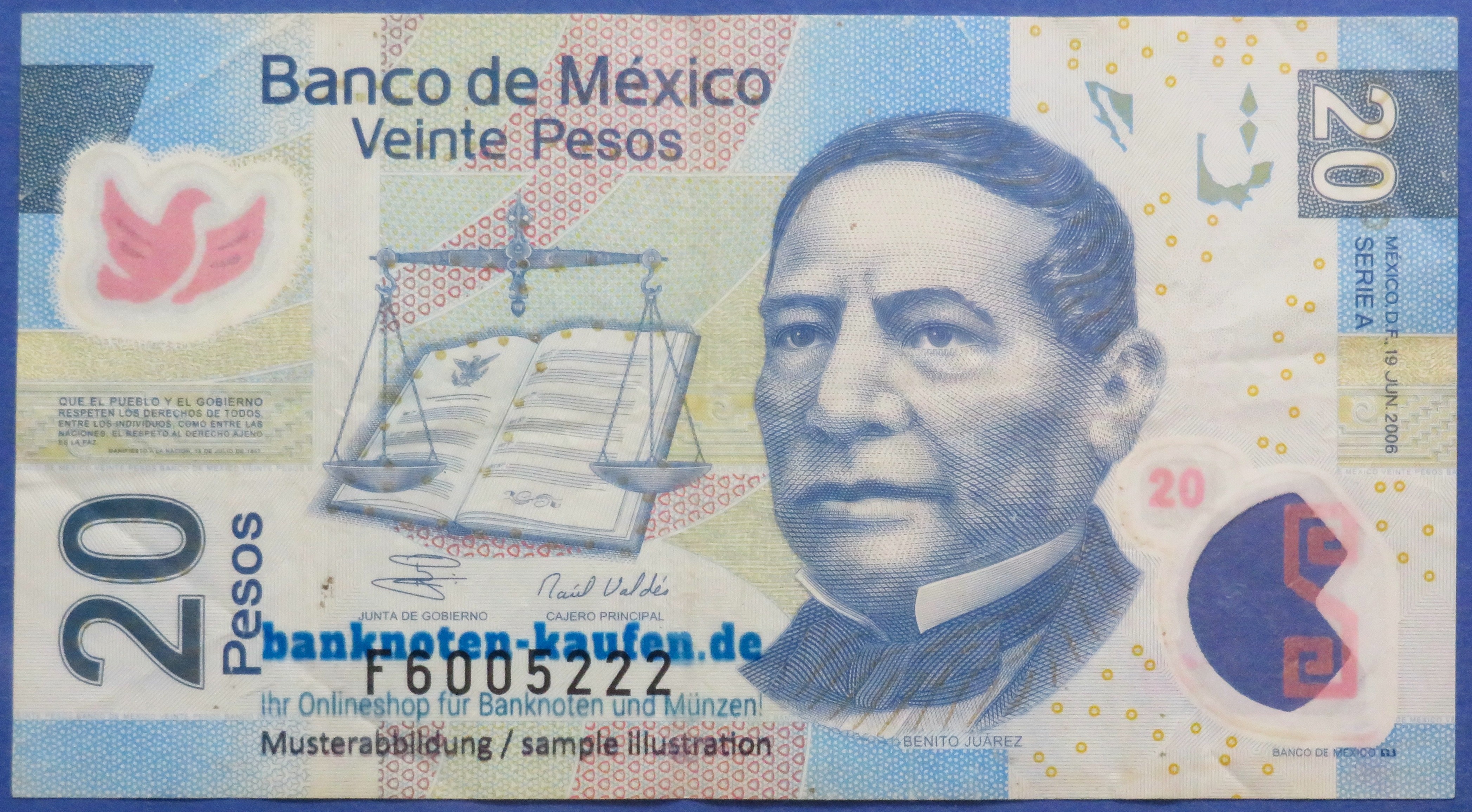 Mexiko, 20 Pesos, 2006, gebraucht (USED / F), Polymer, P-122