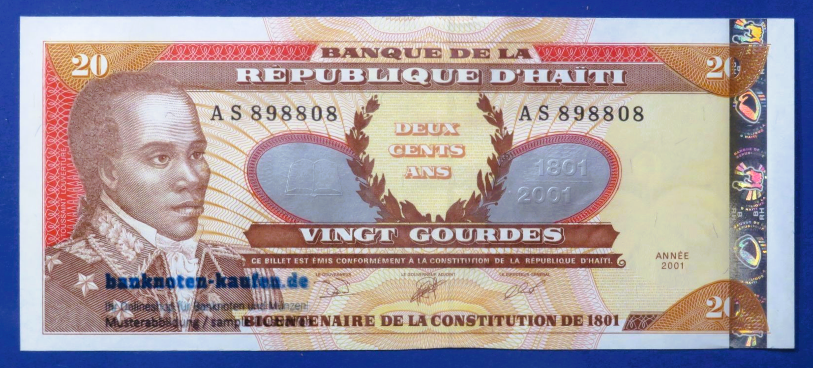 Haiti, 20 Gourdes, 2001, about uncirculated (AU), P-271A