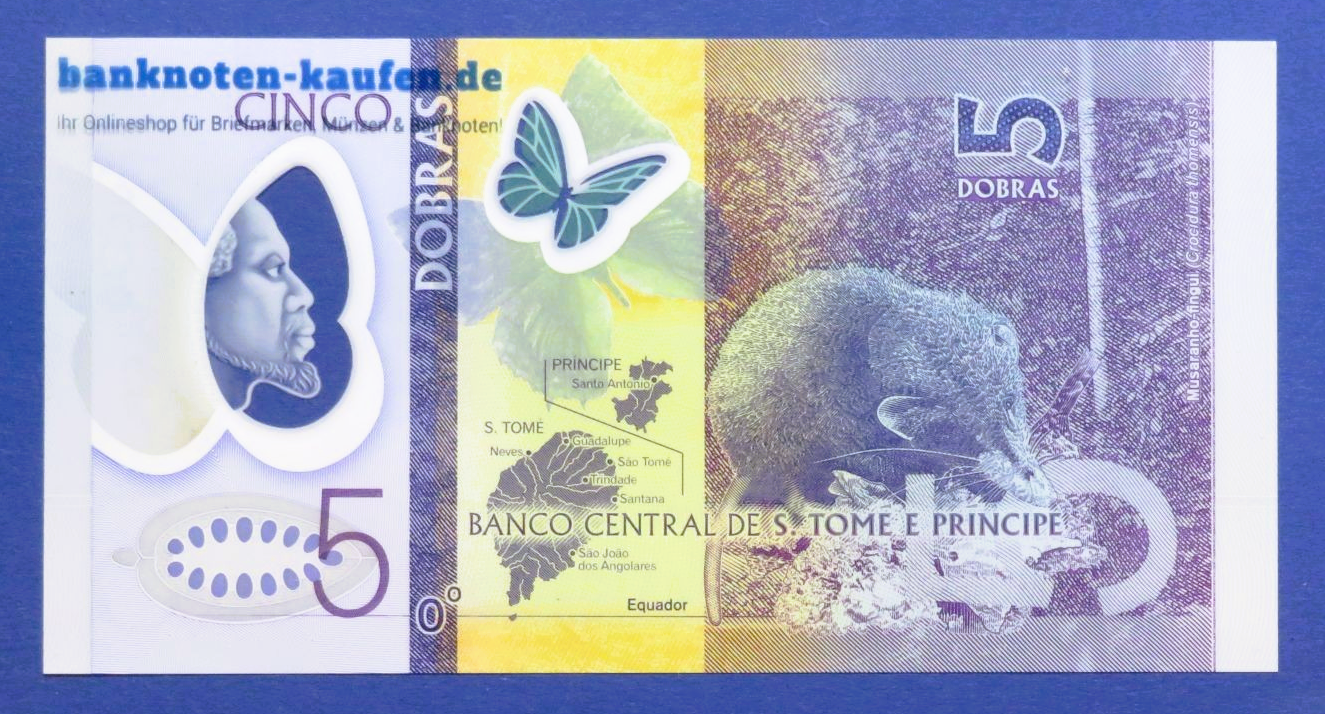 Saint Thomas & Prince, 5 Dobras, 2016, uncirculated (UNC), Polymer, P-70