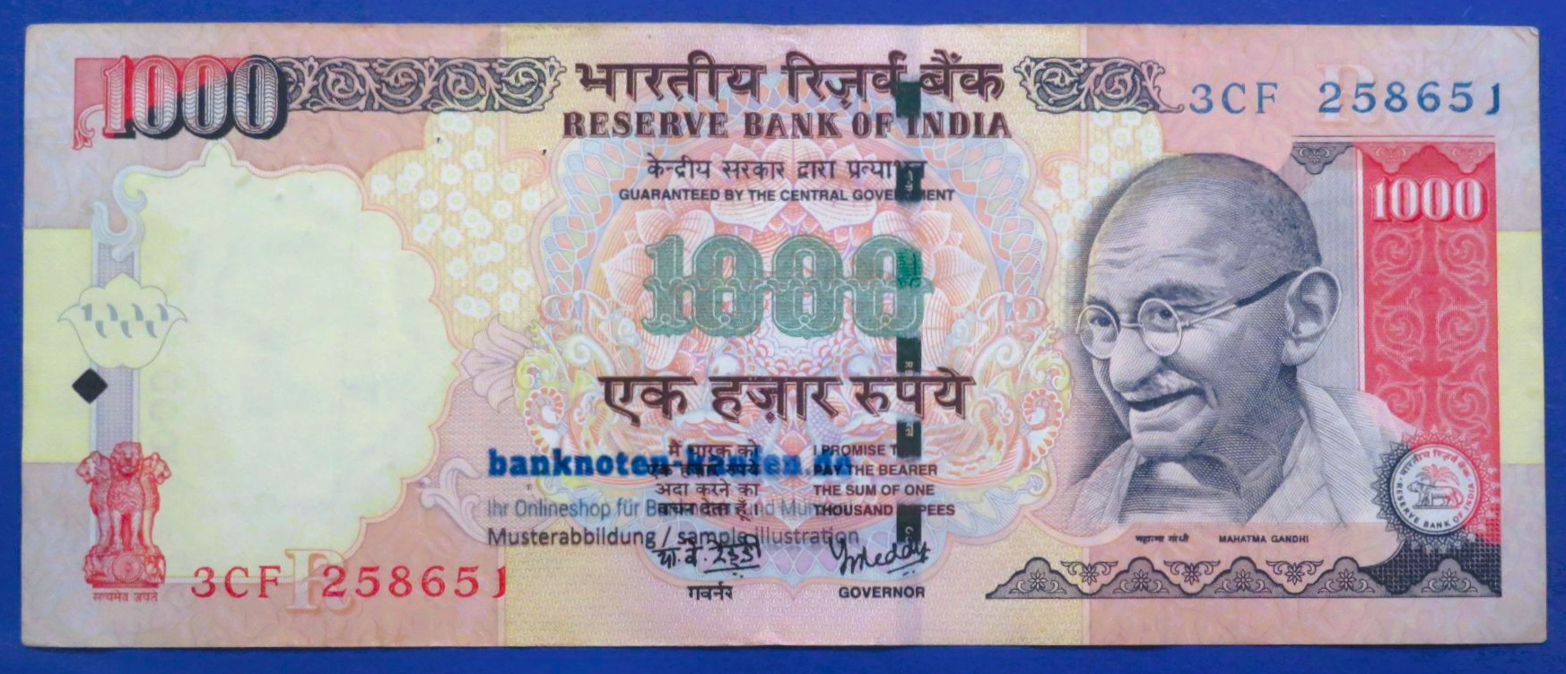 India - 1,000 Rupees, 2007, circulated (USED / VF), P-100