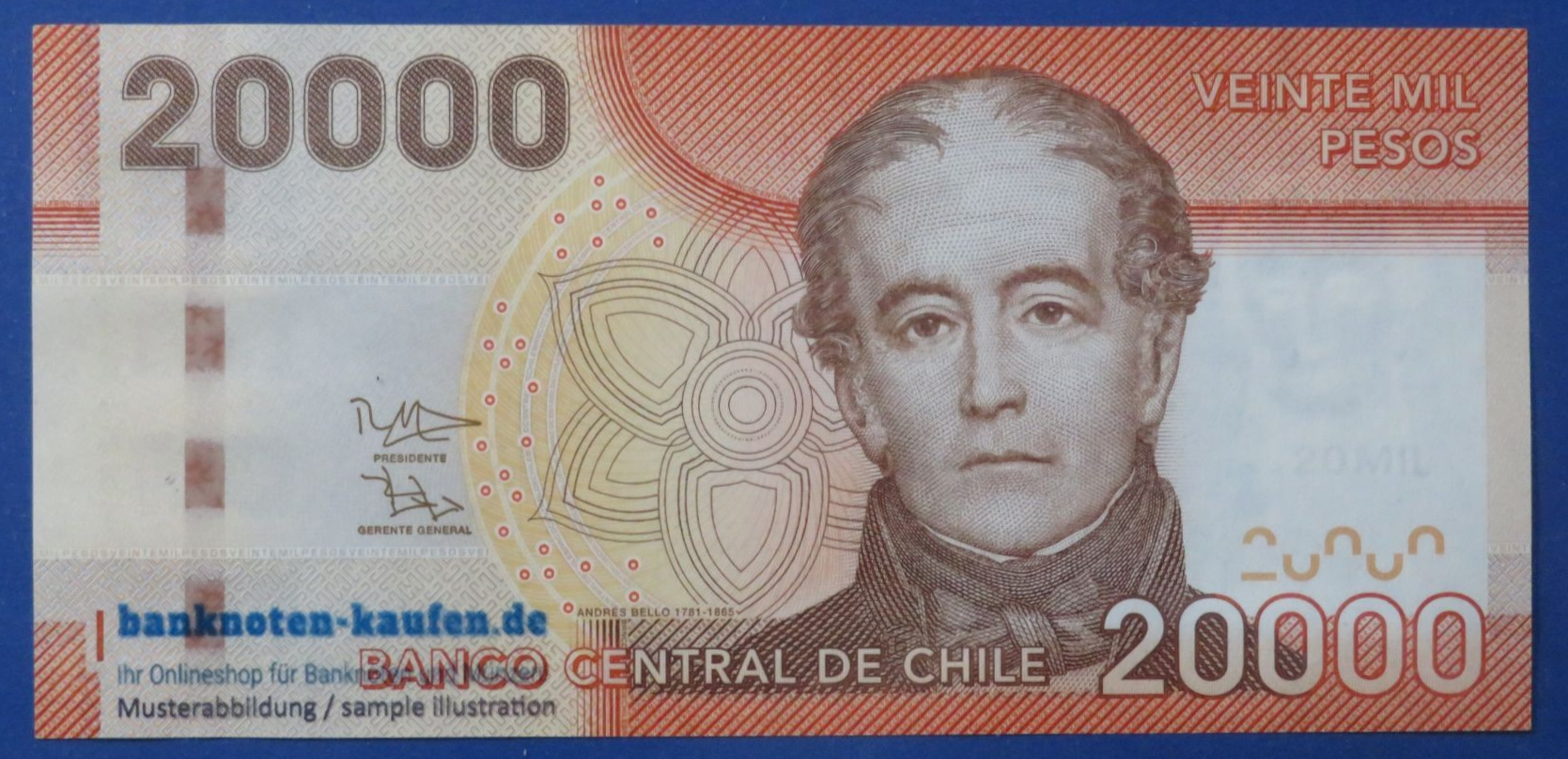 Chile - 20,000 Pesos, 2016, circulated (USED / AU), P-165