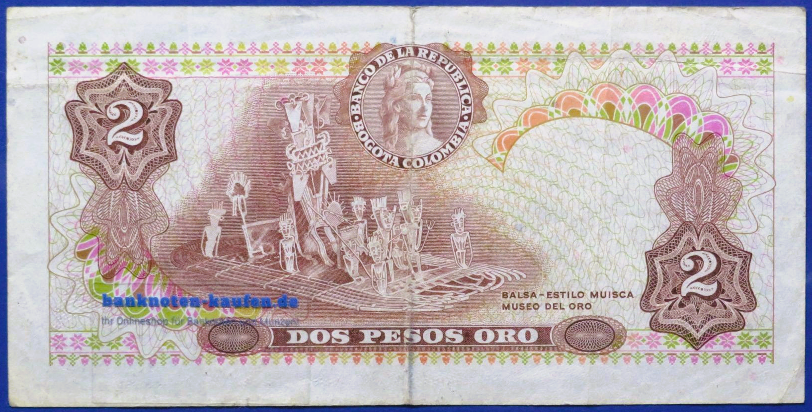 Kolumbien, 2 Pesos oro, 1972, gebraucht (USED / VF-), P-413a