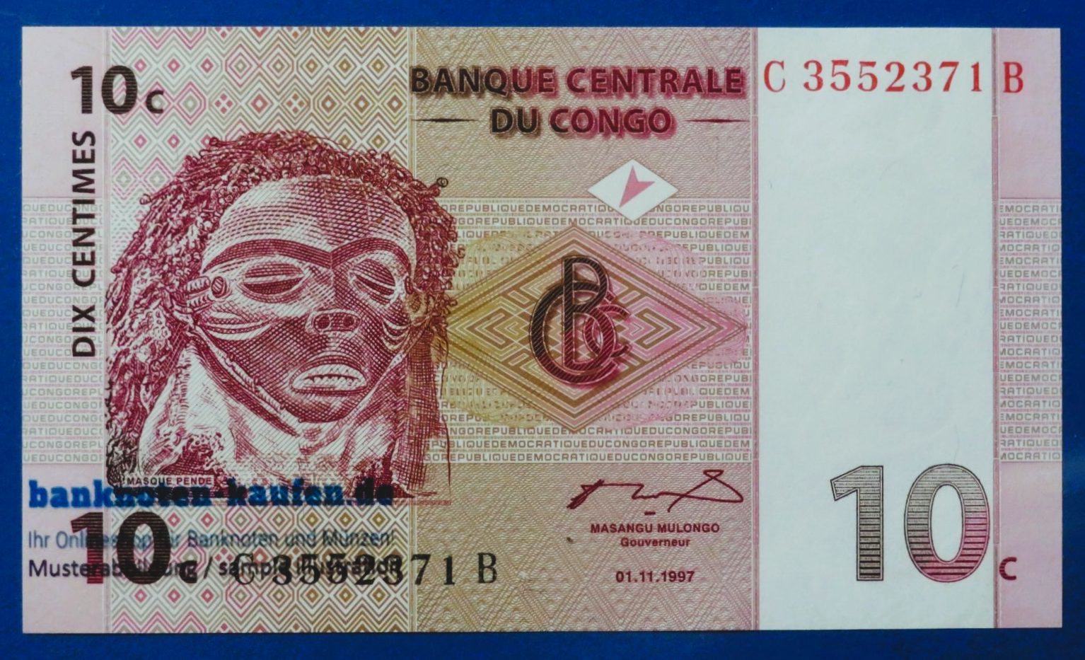Congo D.R., 10 Centimes, 1997, uncirculated (UNC), P-82