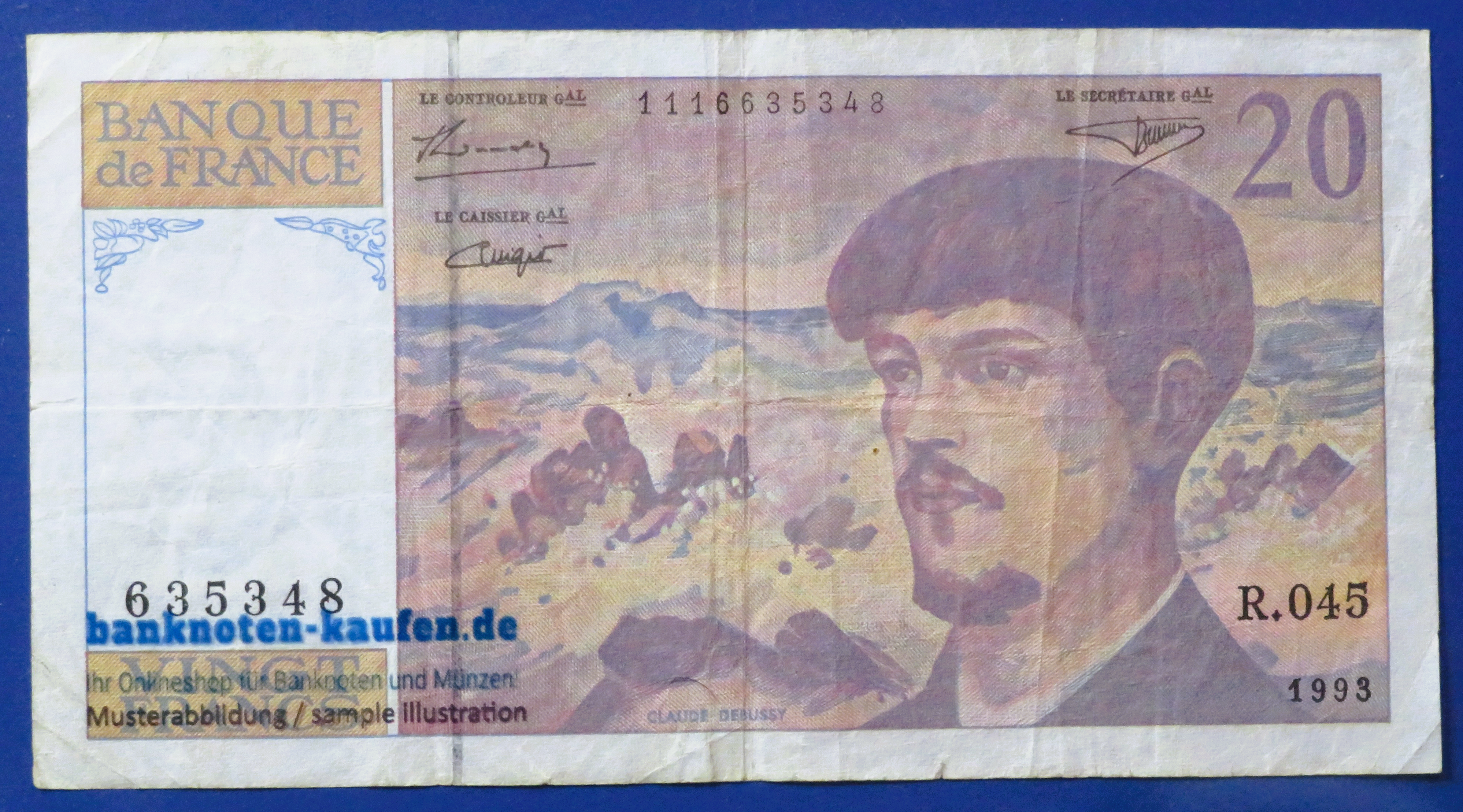 France, 20 Francs, 1993, circulated (USED / F+), P-151g