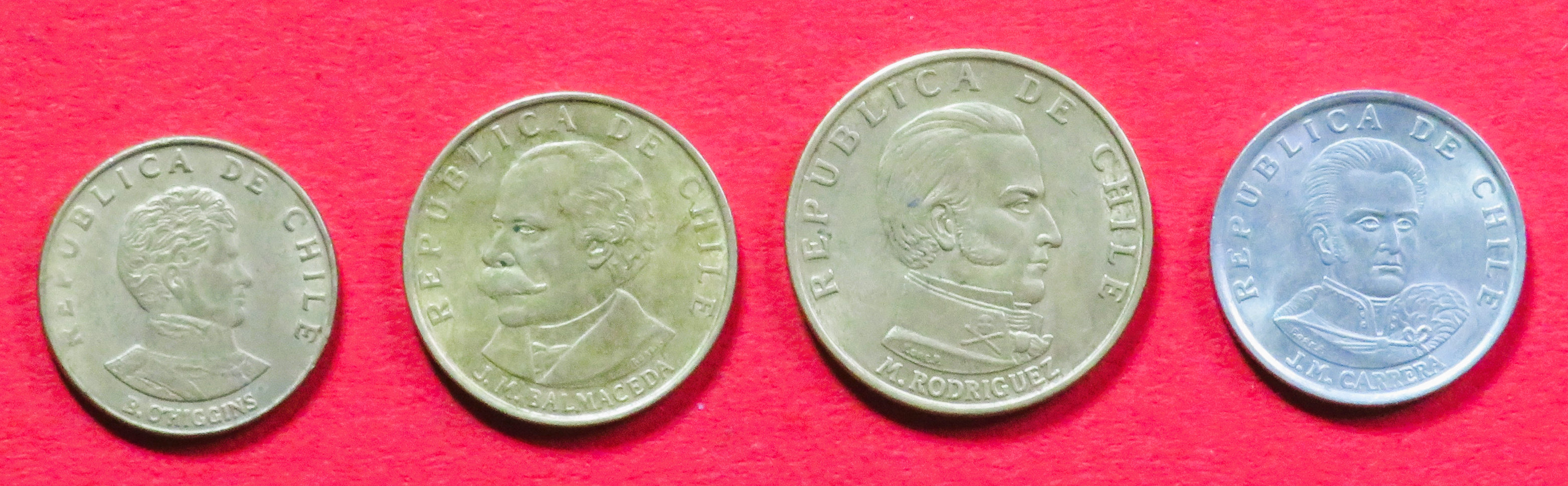 Chile - Set 2:  10/20/50 Centesimos + 1 Escudo, 1971-72, gebraucht (used / ss), # 40-43