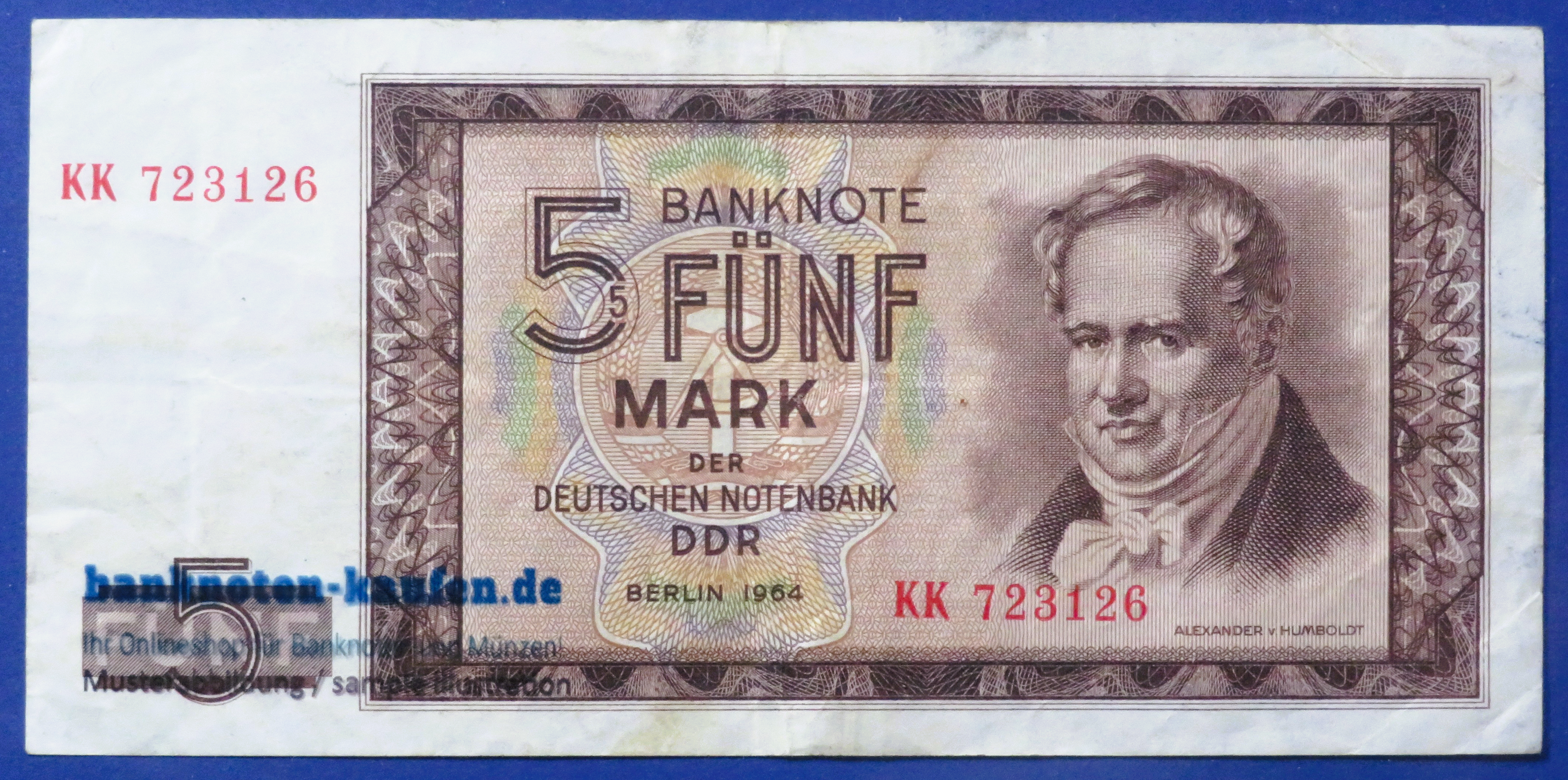 Germany-Democratic Republic (GDR), 5 Mark, 1964, circulated (USED / VF), P-22