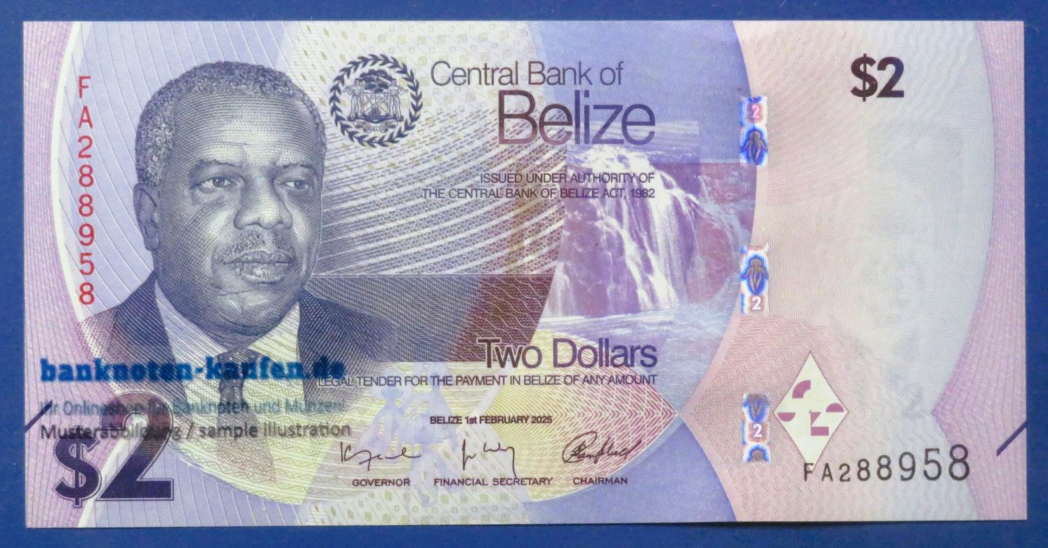 Belize, 2 Dollars, 2025, uncirculated (UNC), P-73