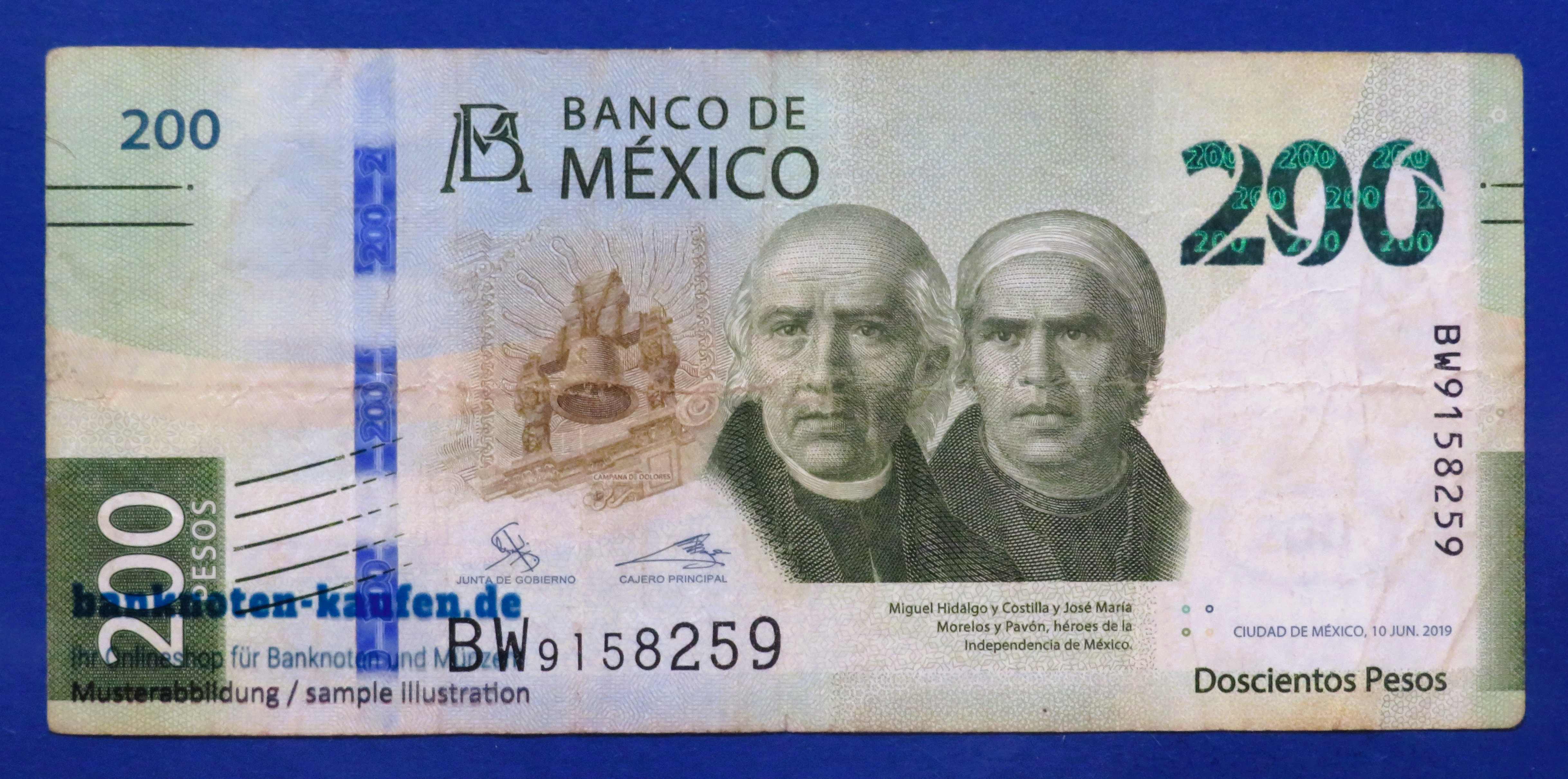 Mexico, 200 Pesos, 2019, circulated (USED / F), P-131