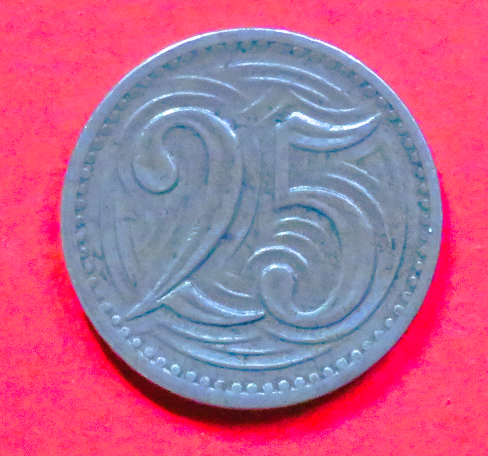 Czechoslovakia:  25 Haleru, 1933, circulated (USED / vf)