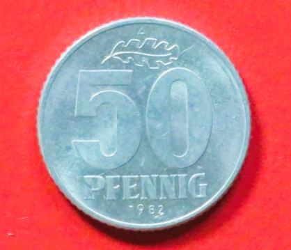 DDR: 50 Pfennig, 1958-1990, gebraucht (used / ss-vz), # 12