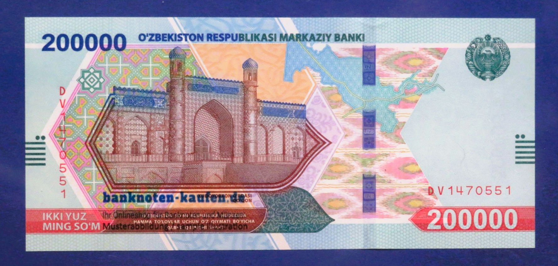 Uzbekistan - 200,000 Som, 2022, uncirculated (UNC), P-93