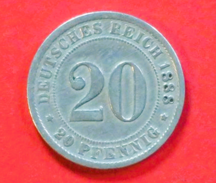Deutsches Reich: 20 Reichspfennig, 1888 gebraucht (used / ss), # 6
