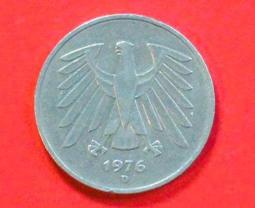 Bundesrepublik Deutschland: 5 Deutsche Mark, 1975-2001, gebraucht (used / ss), # 139