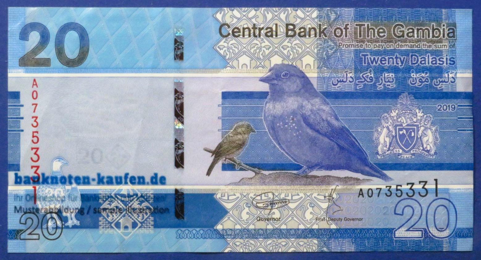 Gambia, 20 Dalasis, 2019, circulated (USED / VF), P-39
