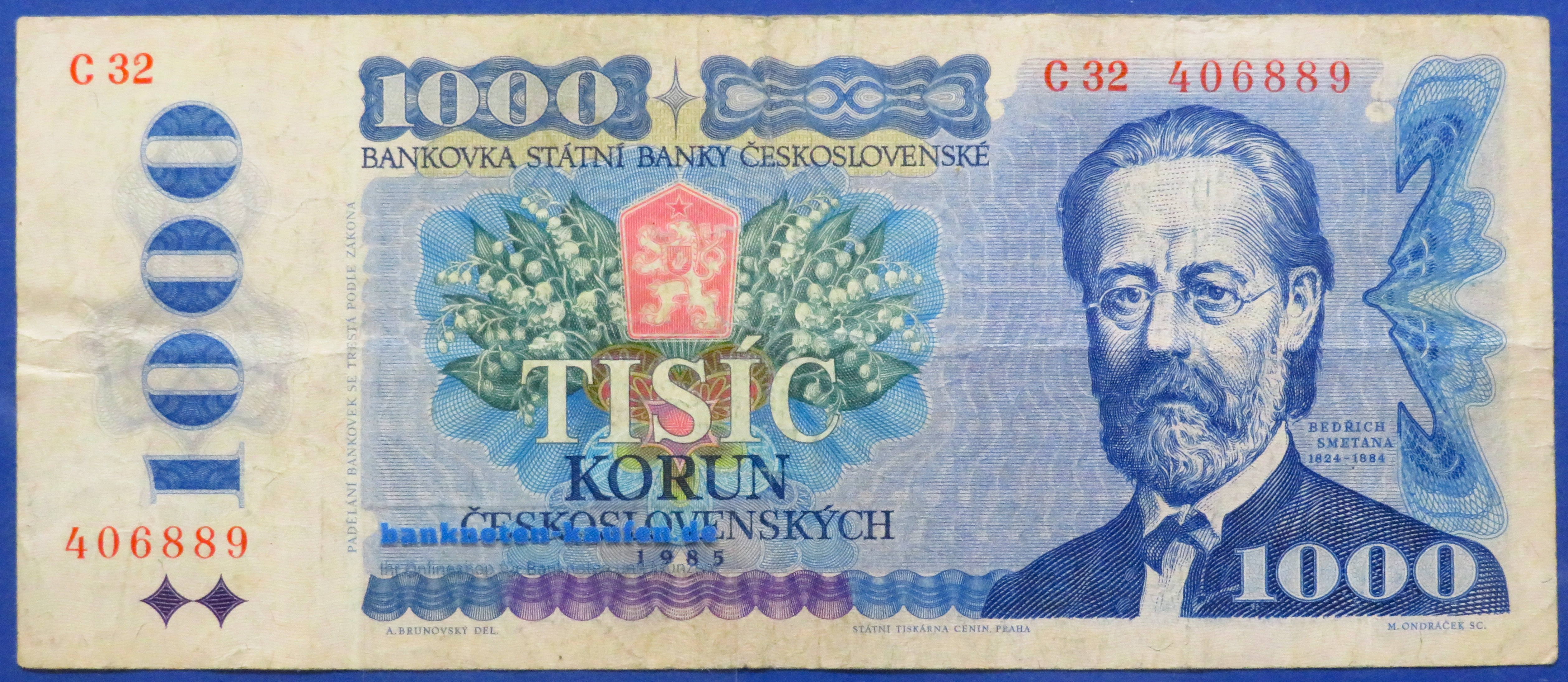Tschechoslowakei, 1.000 Korun, 1985,  gebraucht (USED / F), P-98a