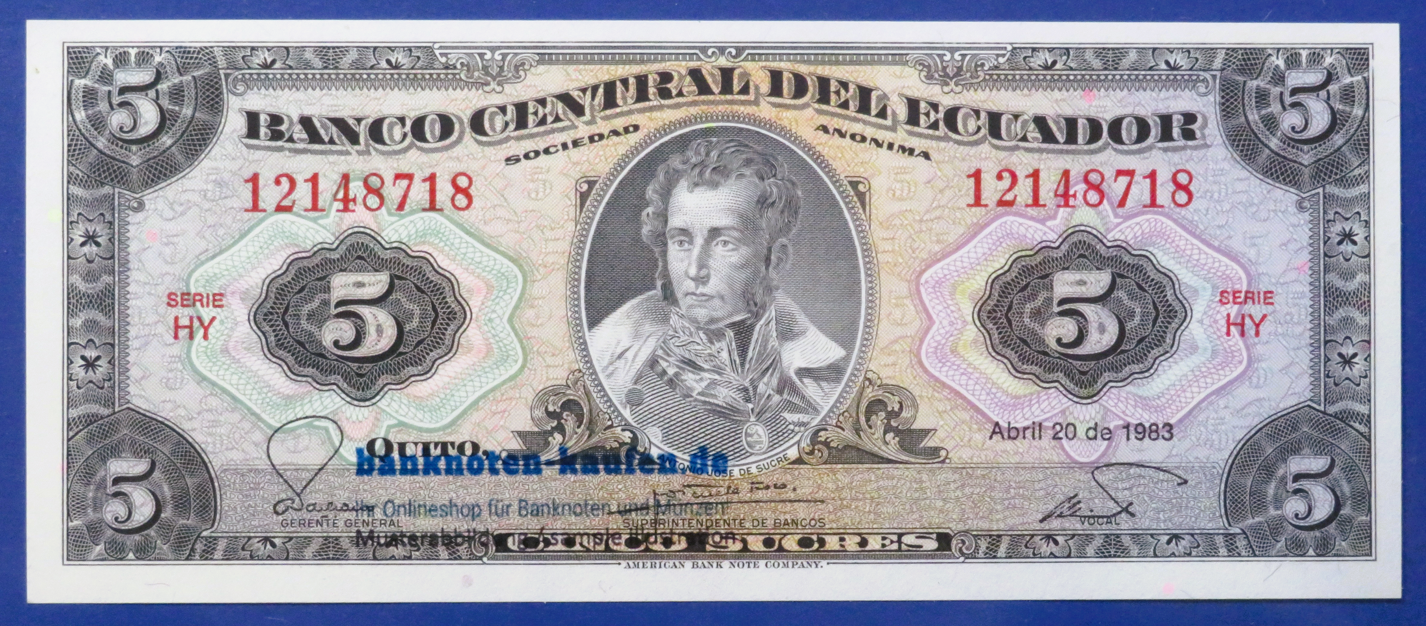 Ecuador, 5 Sucres, 1983, uncirculated (UNC), P-108b