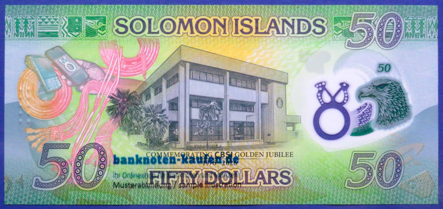 Salomonen, 50 Dollars, 2026, kassenfrisch (UNC), Polymer, Gedenkausgabe, P-40
