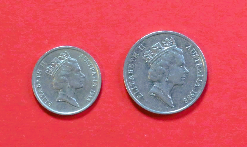 Australia - Set 2: 5/10 Cents, 1985-1998, circulated (USED / vf)
