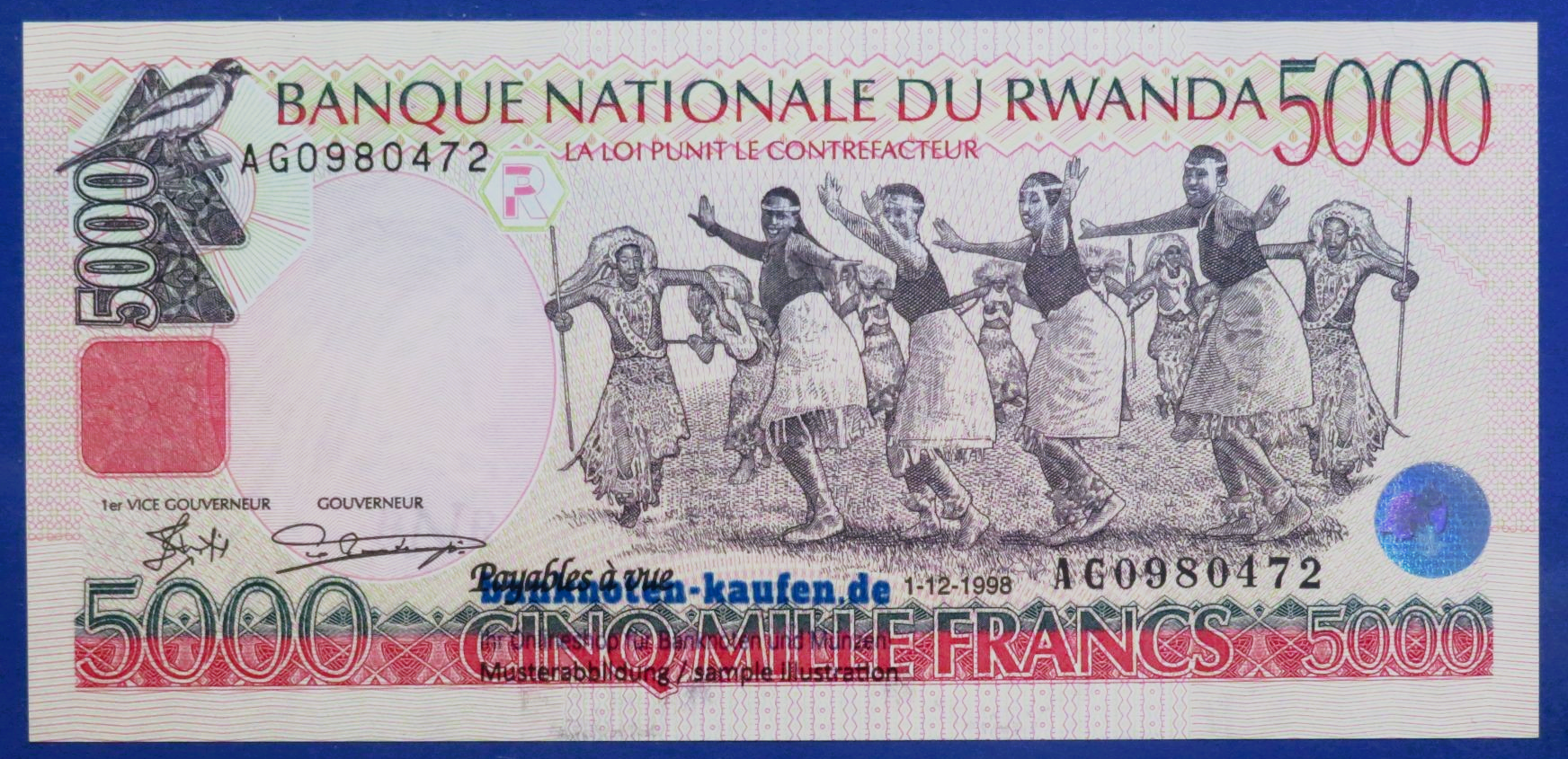Ruanda, 5.000 Francs, 1998, kassenfrisch (UNC), P-28