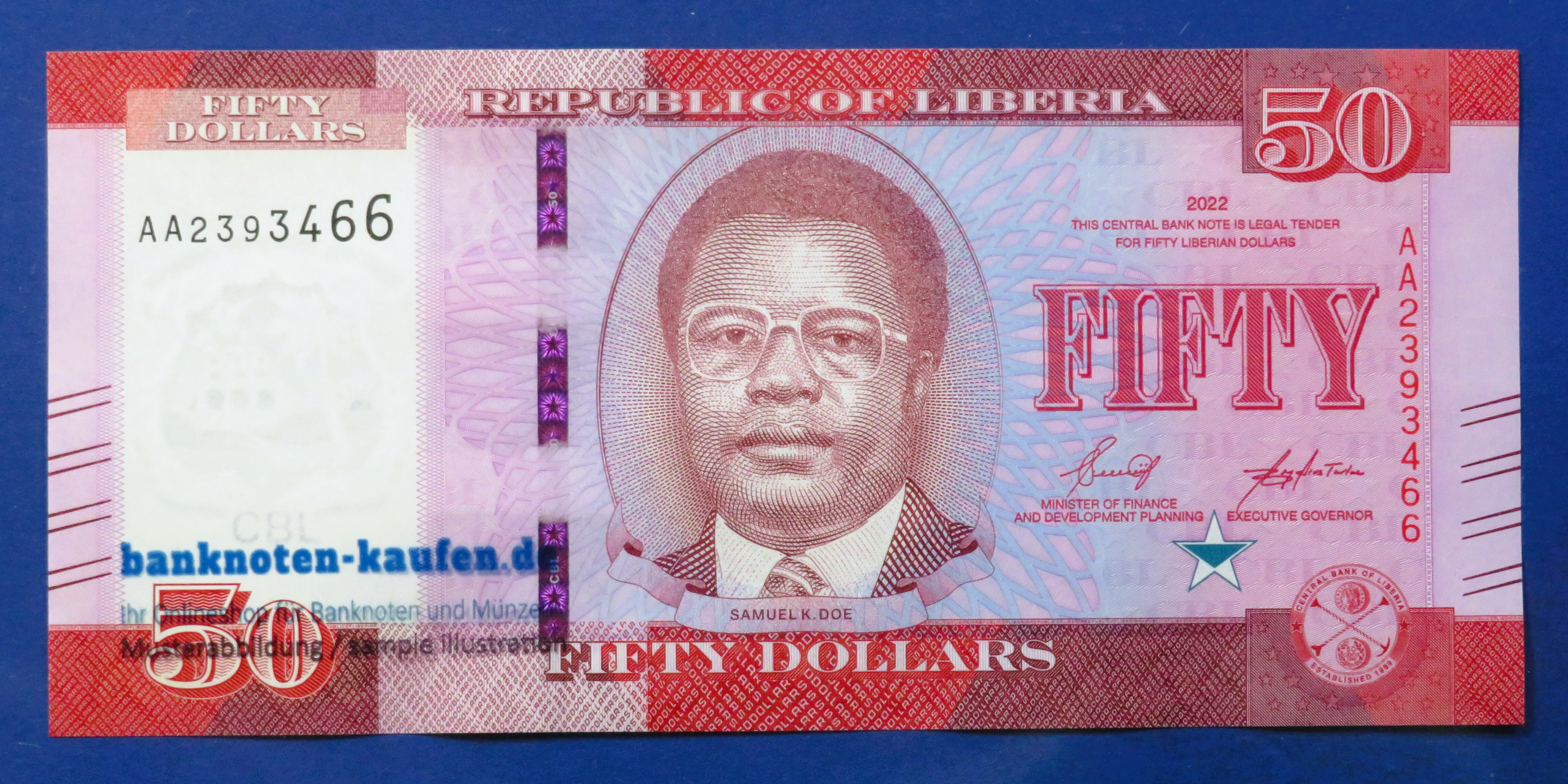 Liberia, 50 Dollars, 2022, kassenfrisch (UNC), P-40a