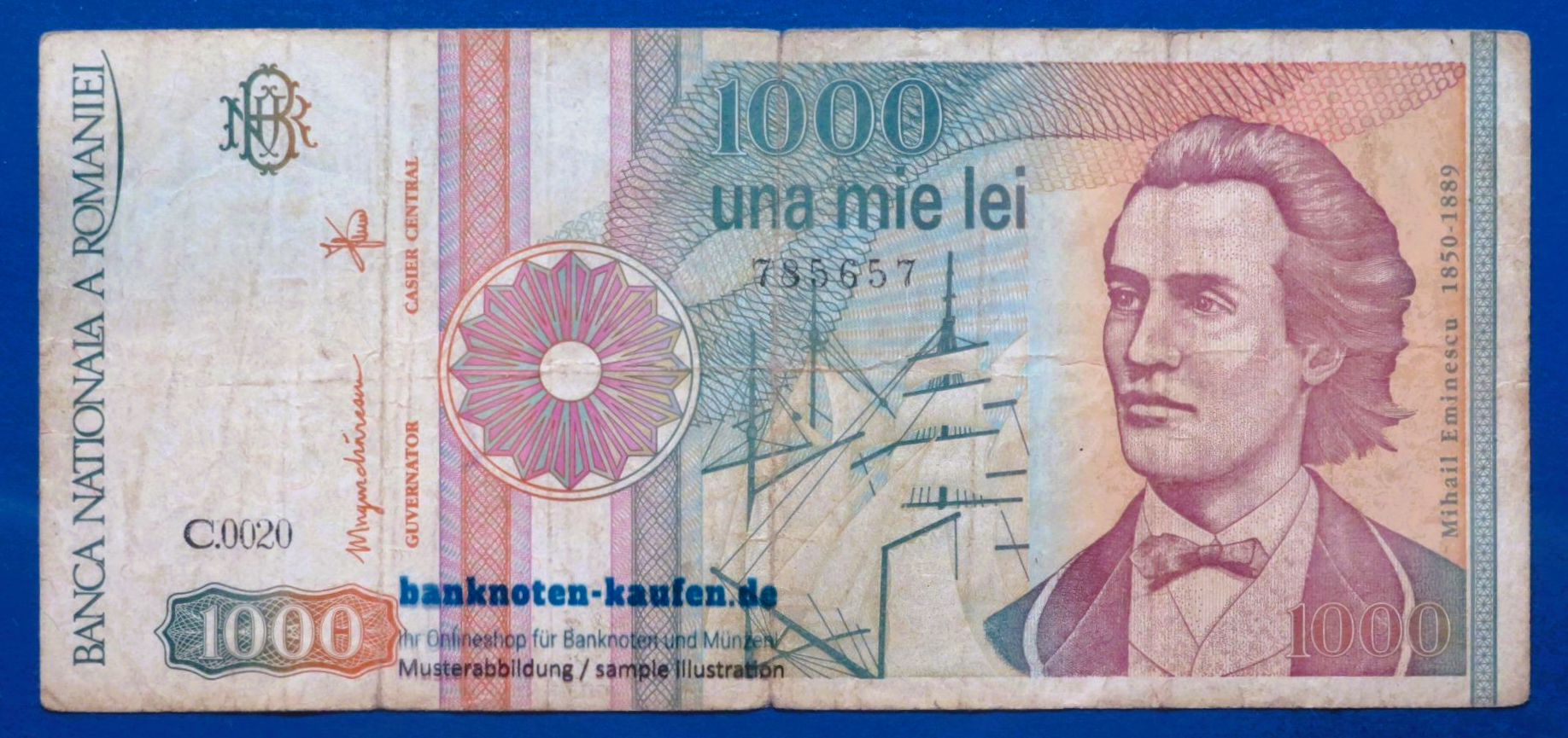Romania - 1,000 Lei, 1991, circulated (USED / F), P-101Aa