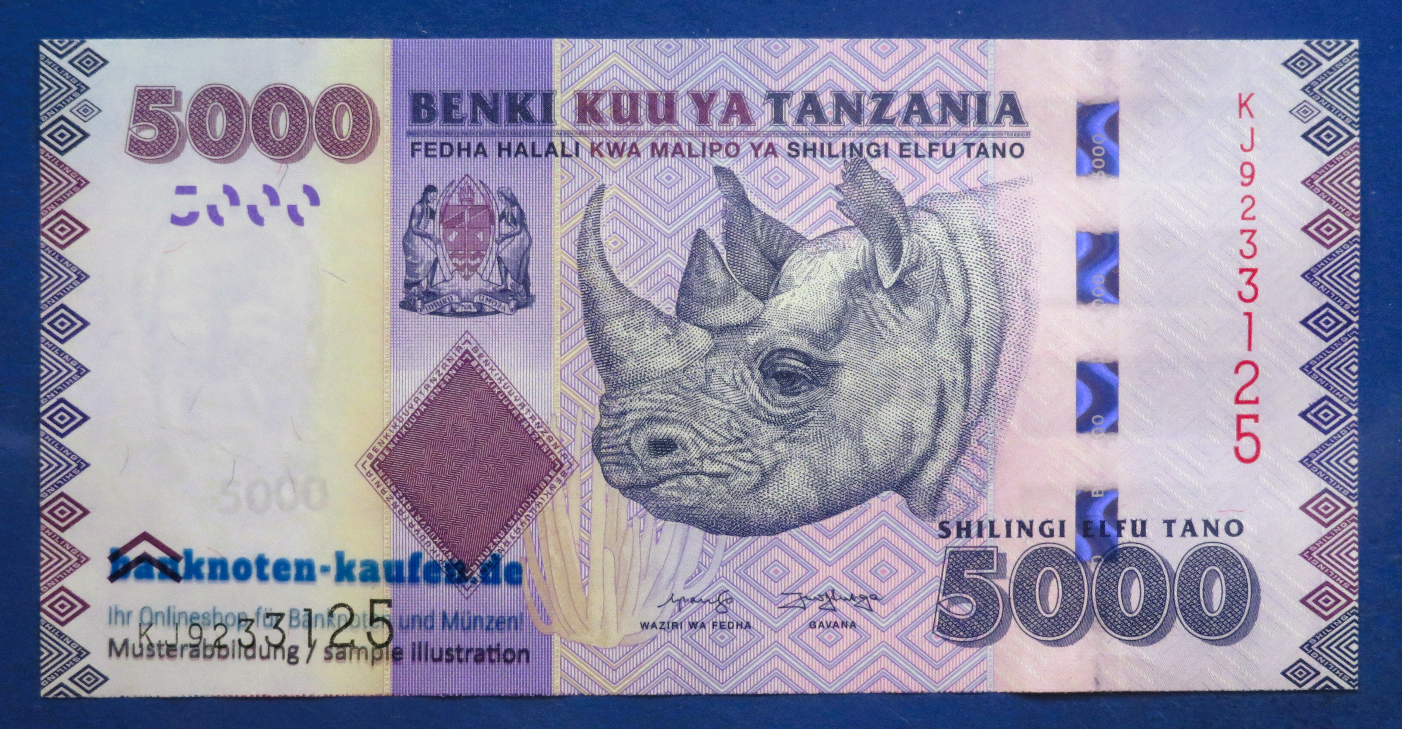 Tanzania - 5,000 Shillings, 2020ND, uncirculated (UNC), P-43c