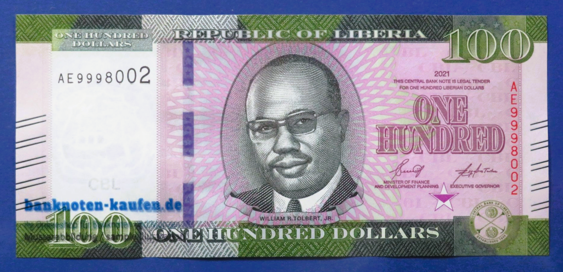 Liberia, 100 Dollars, 2021, kassenfrisch (UNC), P-41a