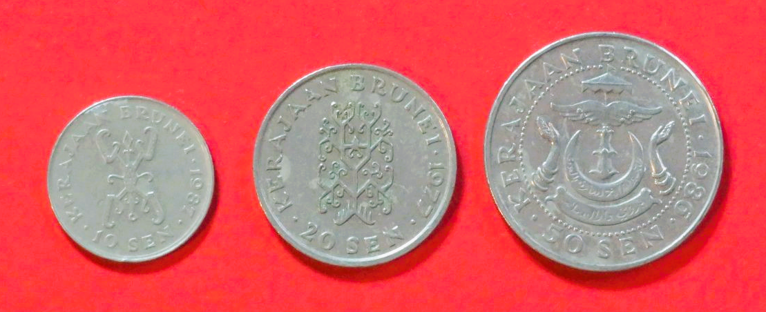 Brunei - Set: 10/20/50 Sen, 1977-1987, gebraucht (used / ss)