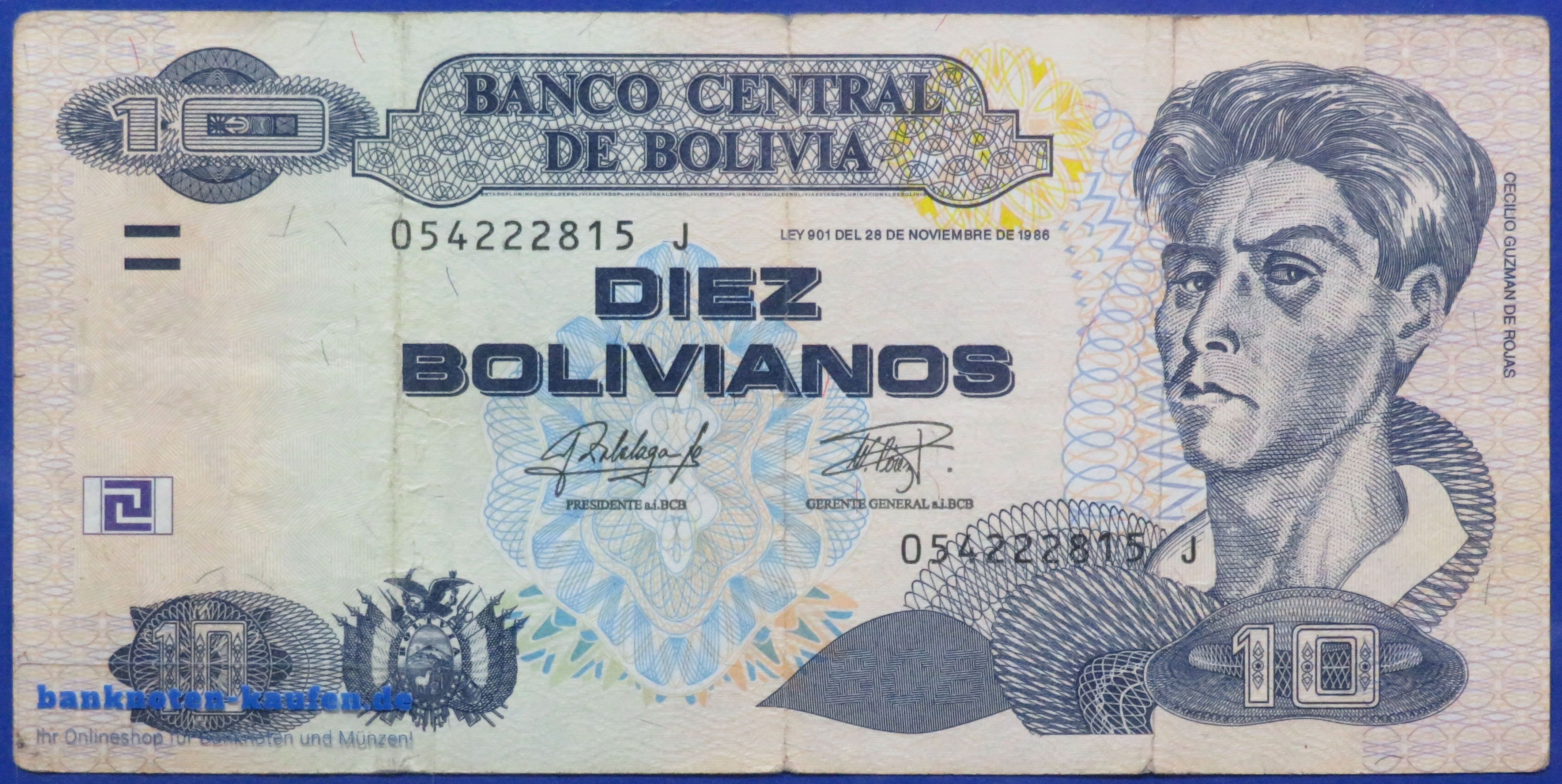 Bolivien, 10 Bolivianos, L. 1986, gebraucht (USED / F), P-243
