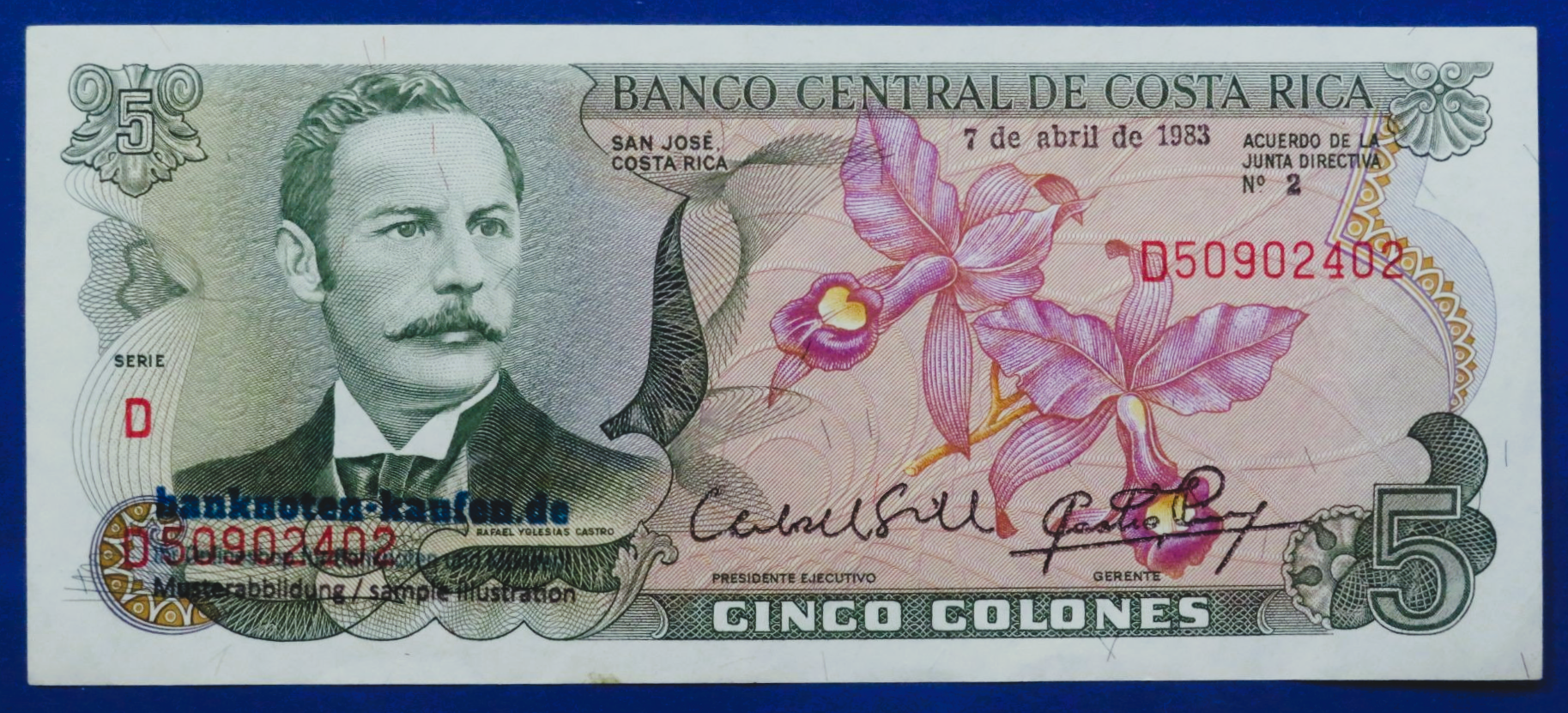 Costa Rica, 5 Colones, 1983, circulated (USED / XF), P-236d