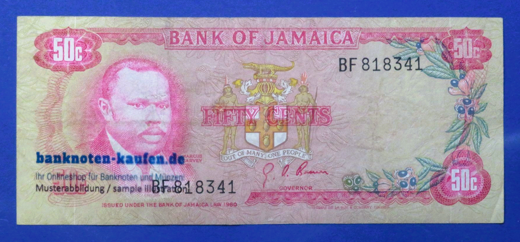 Jamaica, 50 Cents, L.1960 (1970ND), circulated (USED / VF), P-53