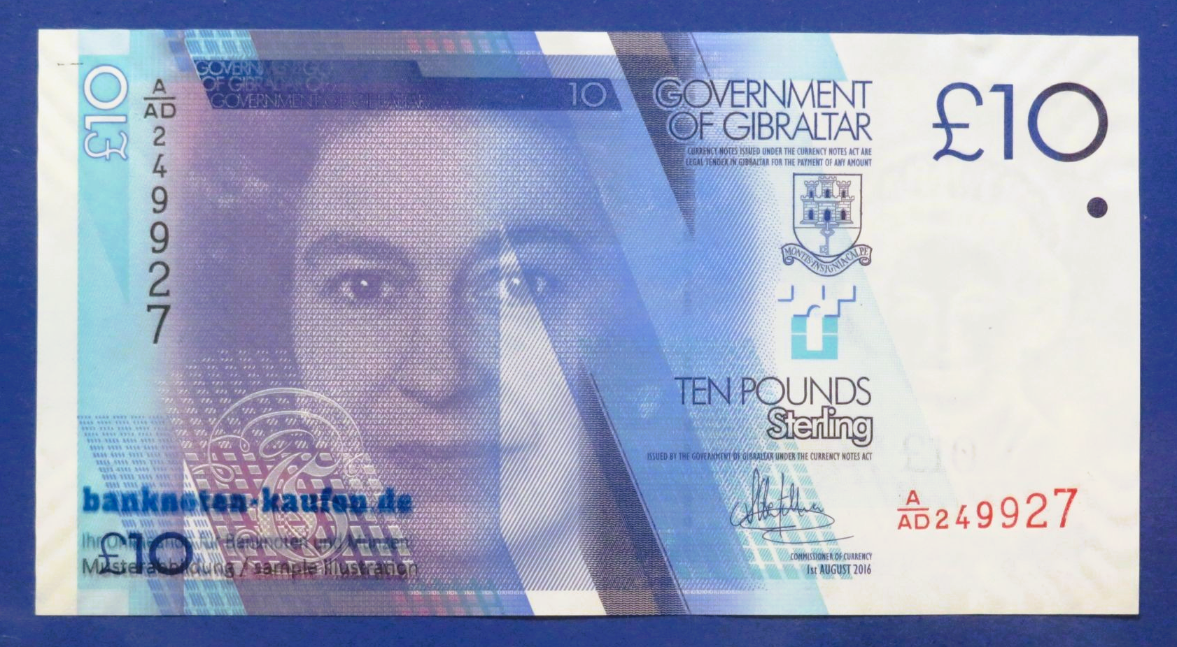 Gibraltar, 10 Pounds, 2016, kassenfrisch (UNC), P-36