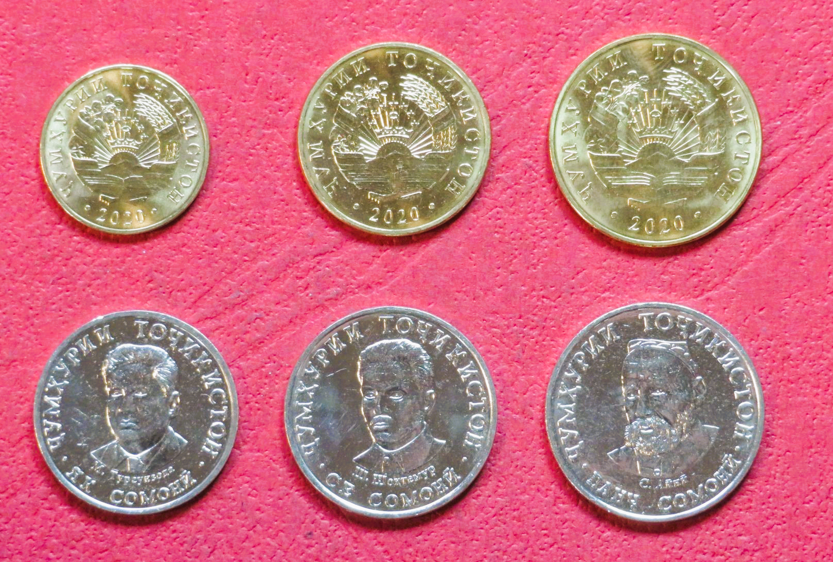 Tajikistan, set 6 coins, 0,1-5 Somoni, 2020-2022, uncirculated (UNC)