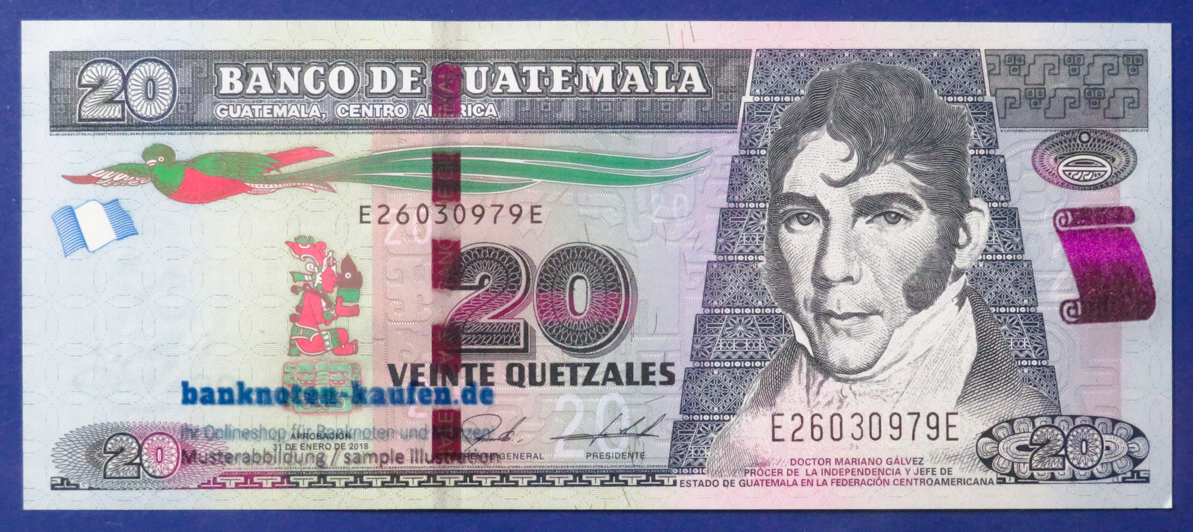 Guatemala, 20 Quetzales, 2018, about uncirculated (AU), P-124