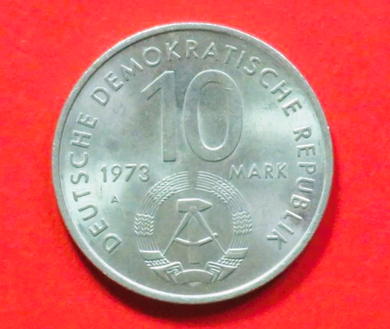 GDR: 10 Mark, 1973, circulated (used / vf-vz), Commemorative issue, # 44