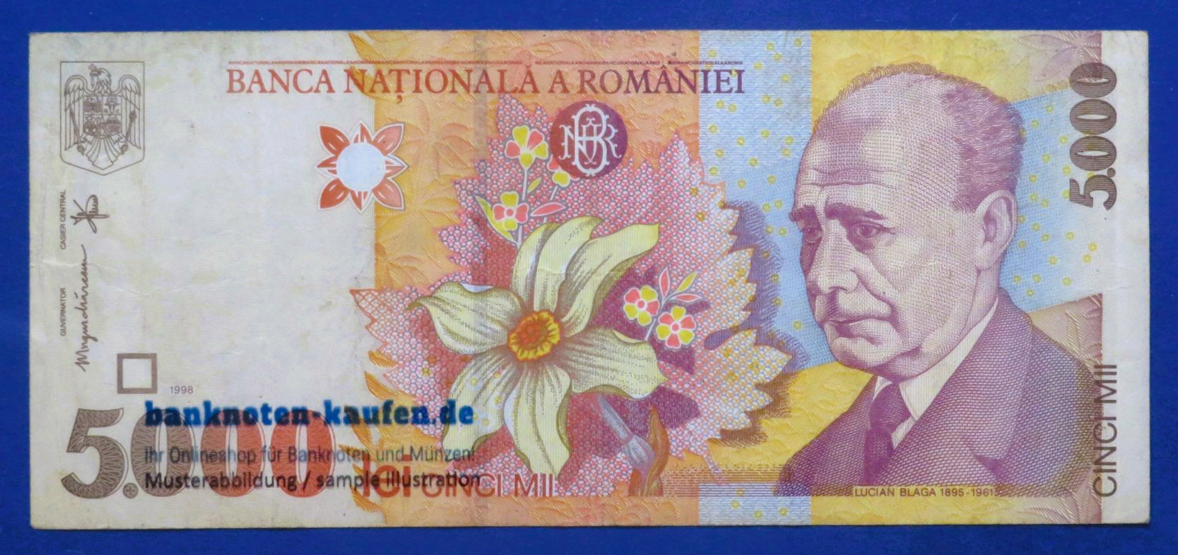 Romania - 5,000 Lei, 1998, circulated (USED / VF), P-107a