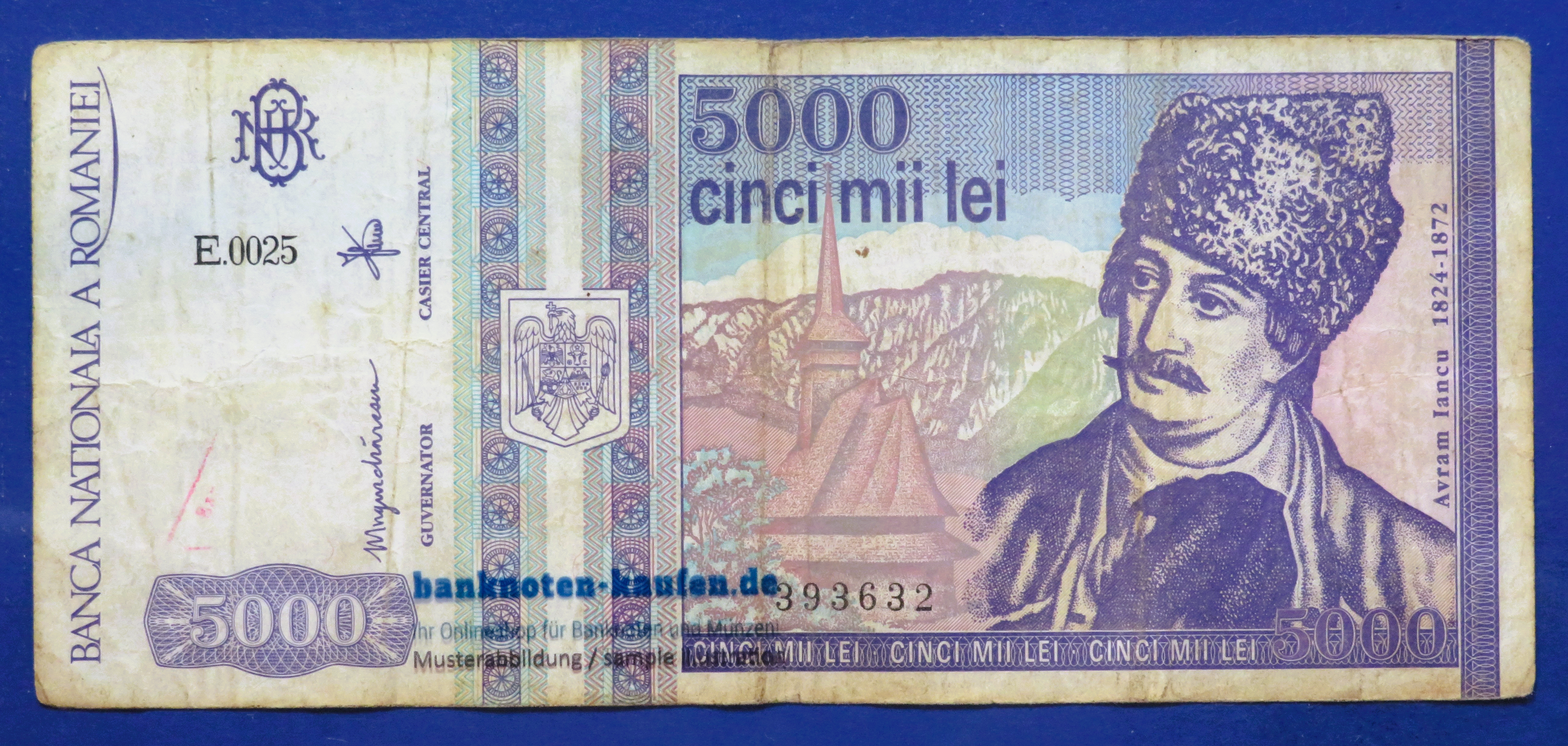 Romania - 5,000 Lei, 1993, circulated (USED / F), P-104