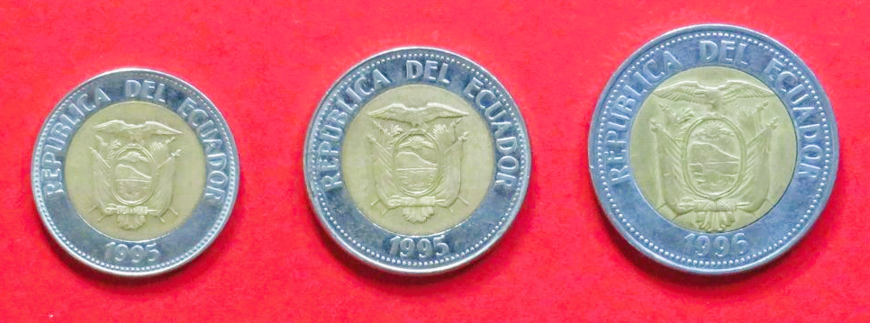 Ecuador - Set 2: 100/500/1.000 Sucres, 1995/1996, gebraucht (used / ss-vz), Gedenkausgabe, # 91-93