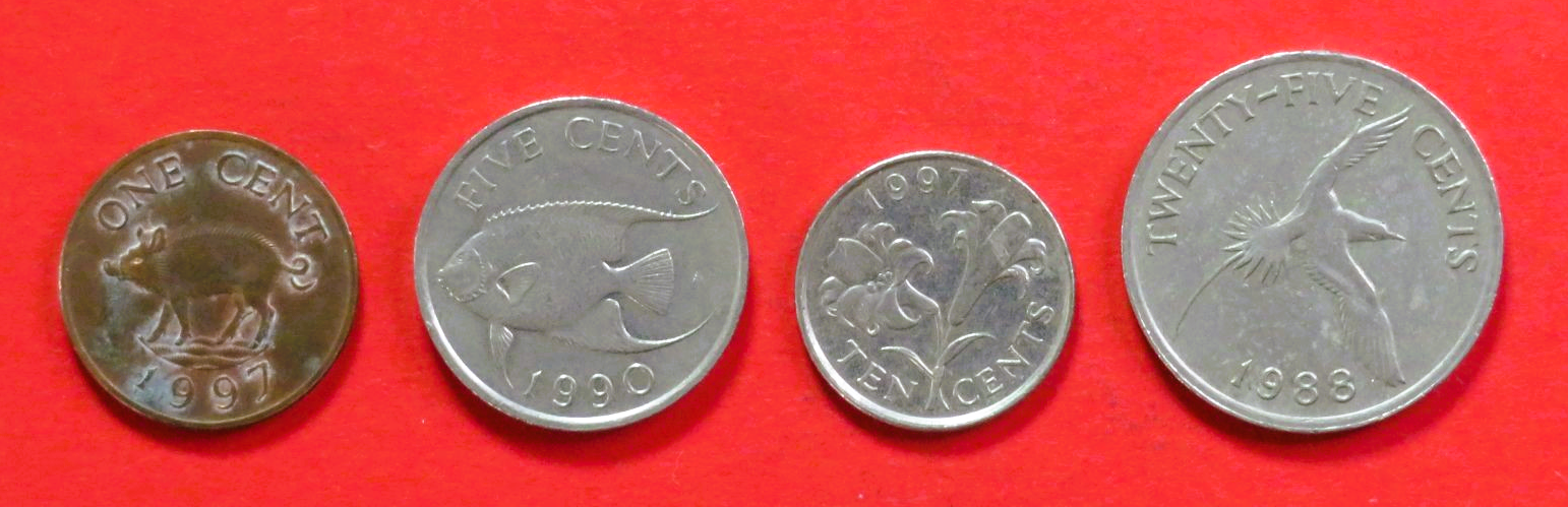 Bermuda - Set 2:  1/5/10/25 Cents, 1986-1998, gebraucht (USED / ss)