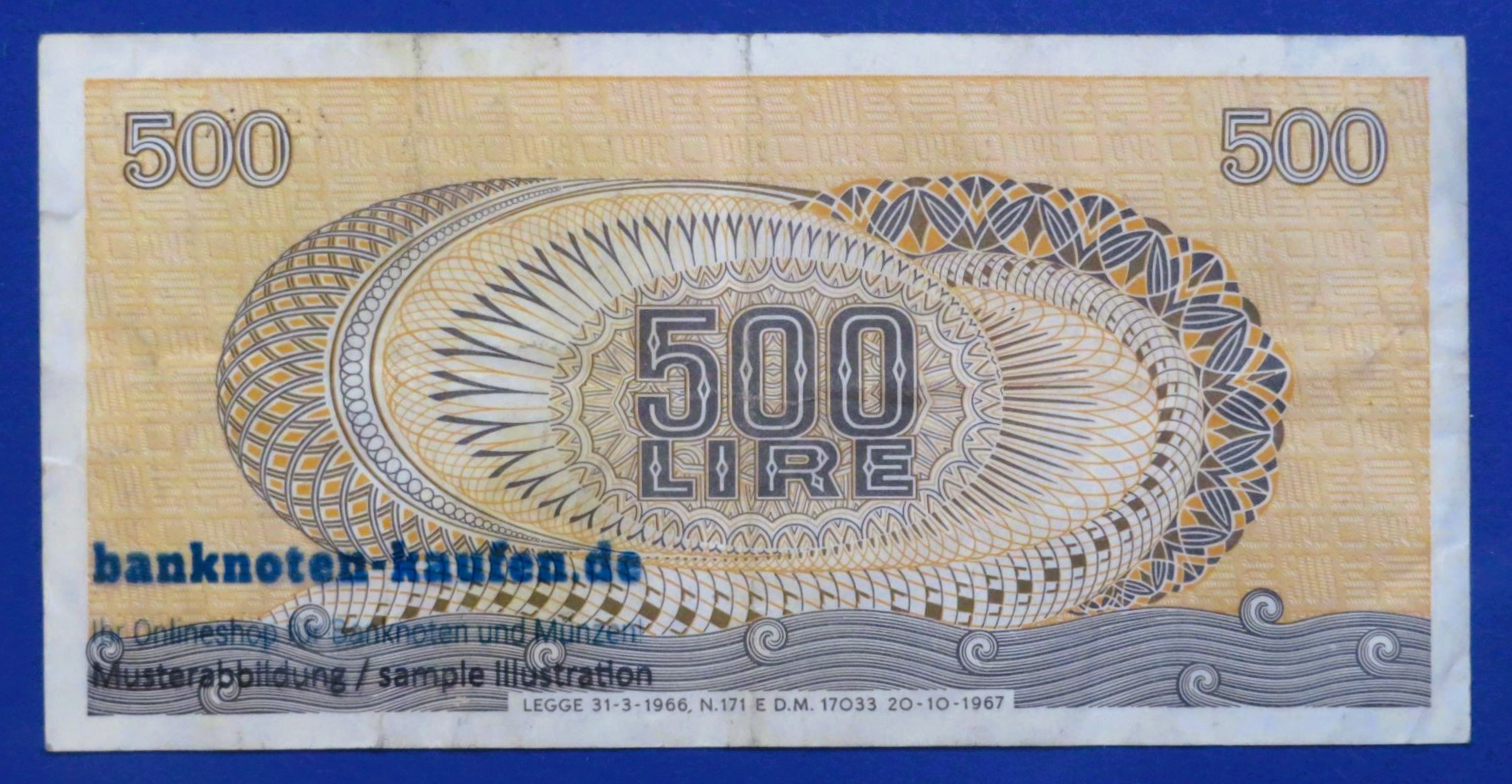 Italien, 500 Lire, 1967, gebraucht (USED / VF+), P-93a