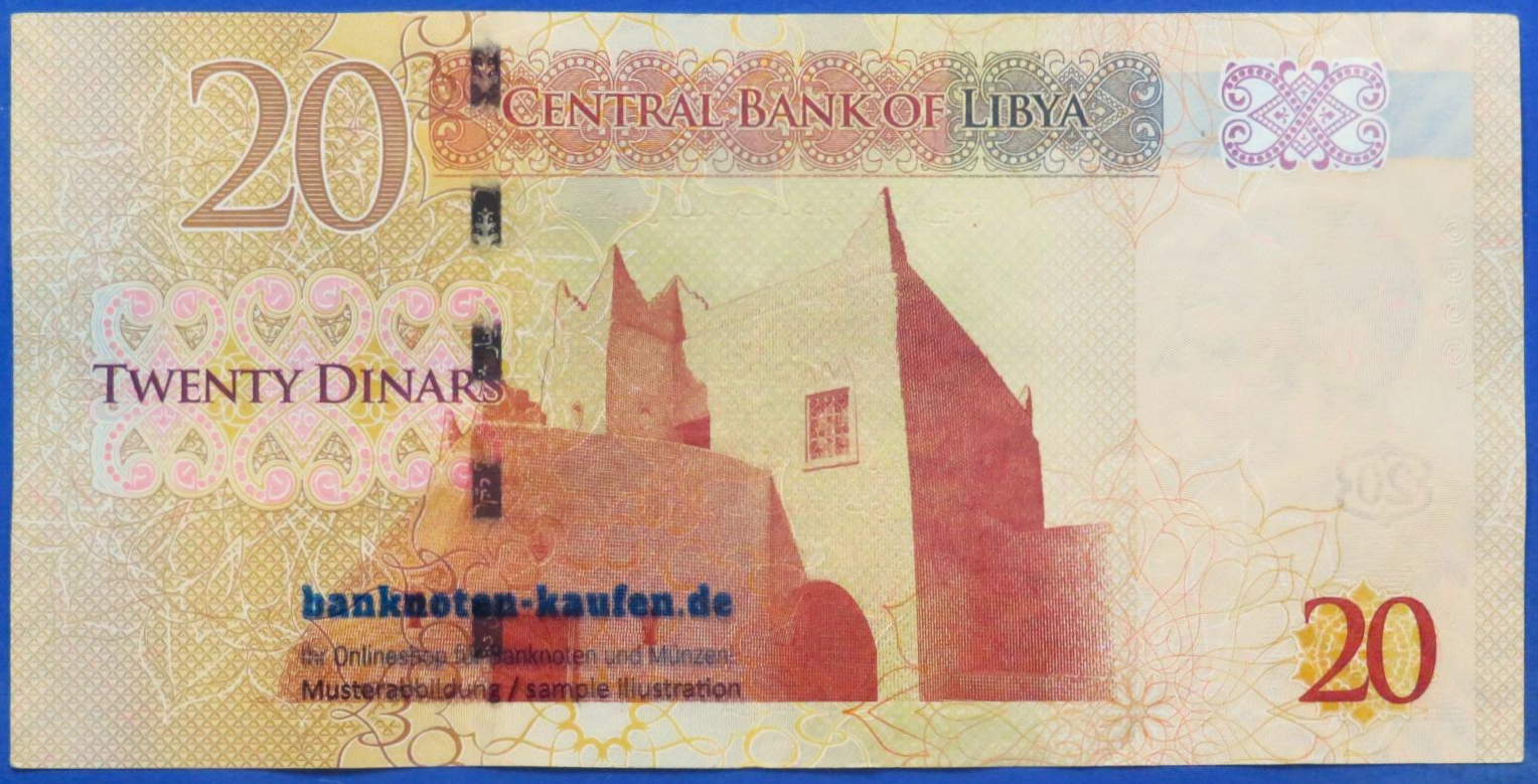Libyen, 20 Dinars, 2013ND, gebraucht  (USED / VF+), P-79