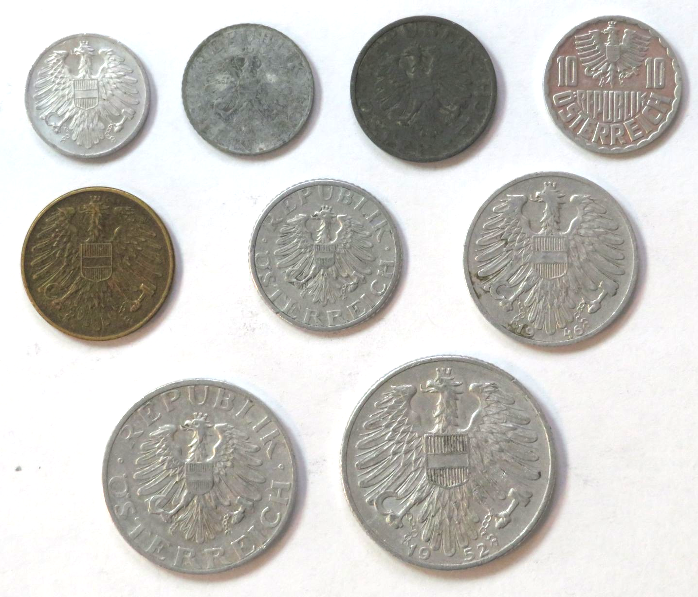 Austria - Set 5: 0,02-5 Schilling, since 1947, circulated (USED / vf)