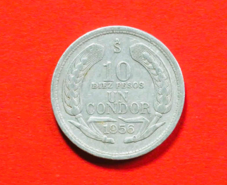 Chile: 10 Pesos=1 Condor, 1956-1959, gebraucht (used / ss), # 28