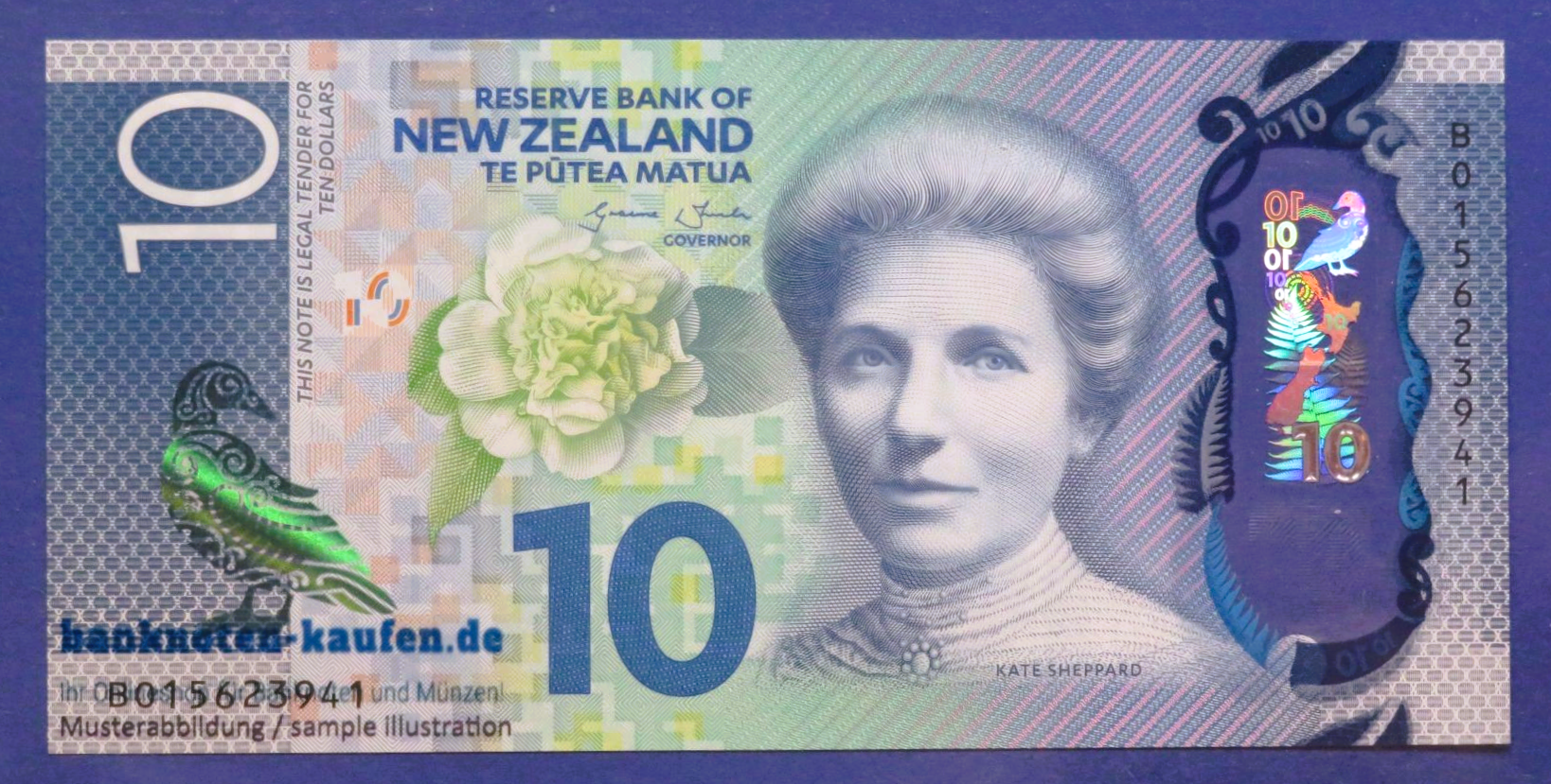 Neuseeland, 10 Dollars, 2015, kassenfrisch (UNC), Polymer, P-192