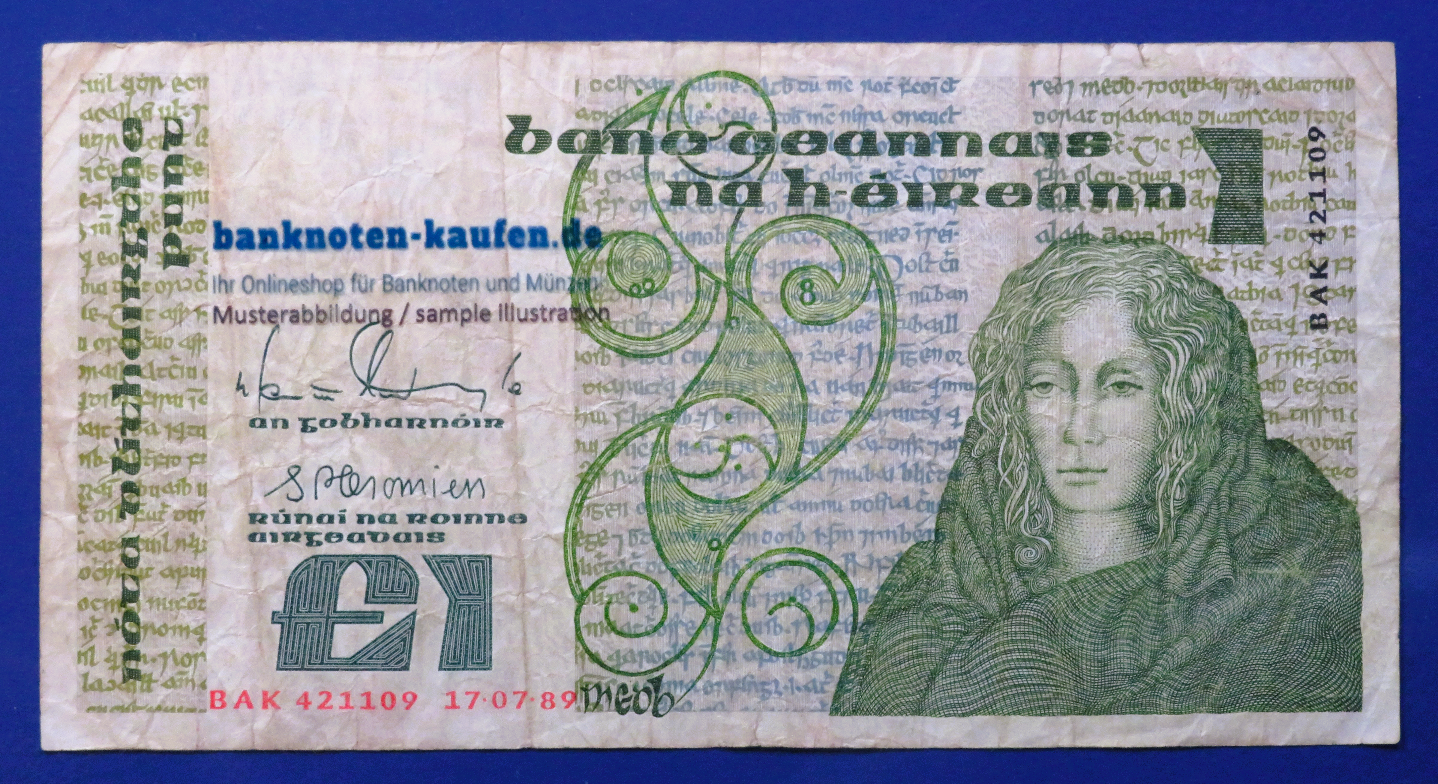 Ireland, 1 Pound, 1989, circulated (USED / F), P-70