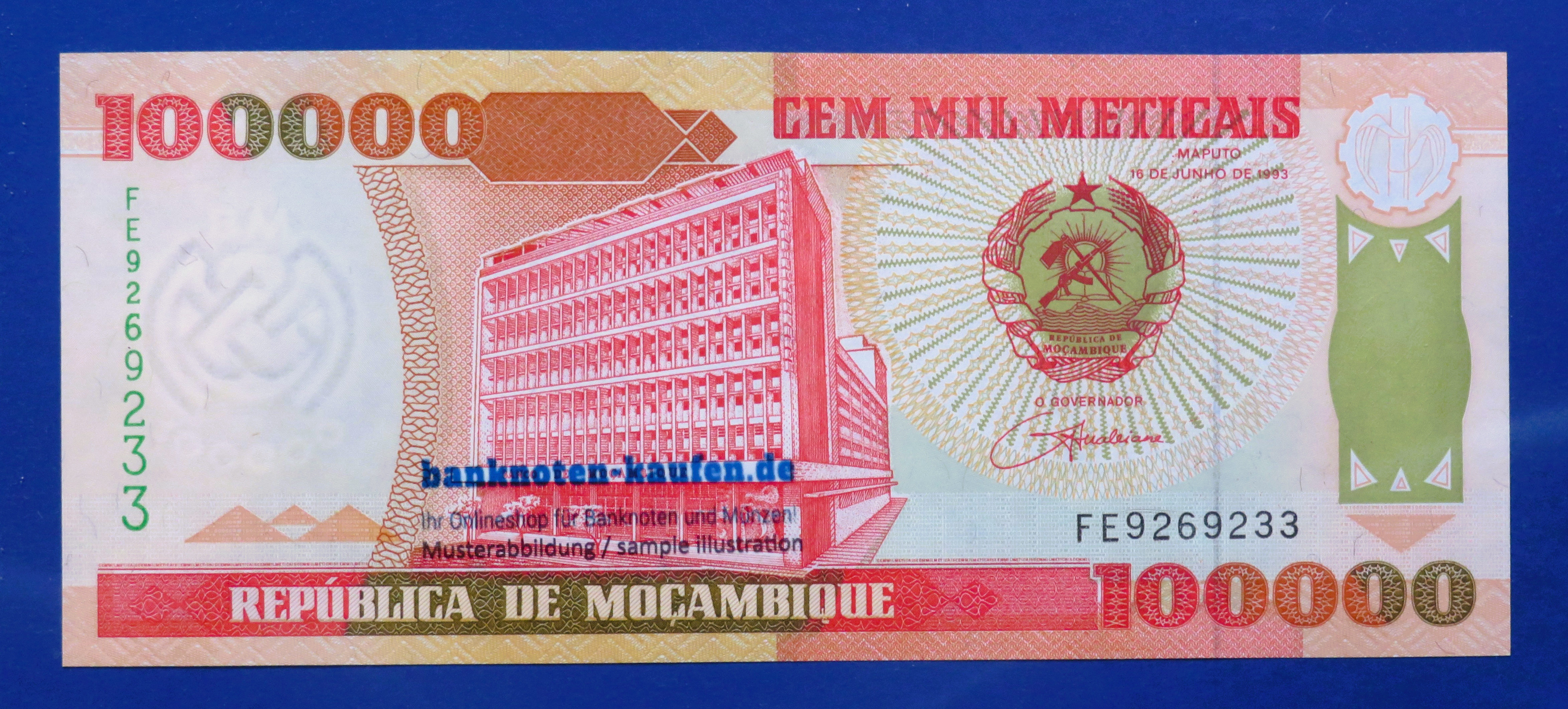 Mosambik, 100.000 Meticais, 1993, kassenfrisch (UNC), P-139