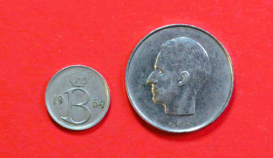 Belgium - Set 9:  25 Centimes + 10 Frank (nl-type), 1964-1979, circulated (USED / vf)