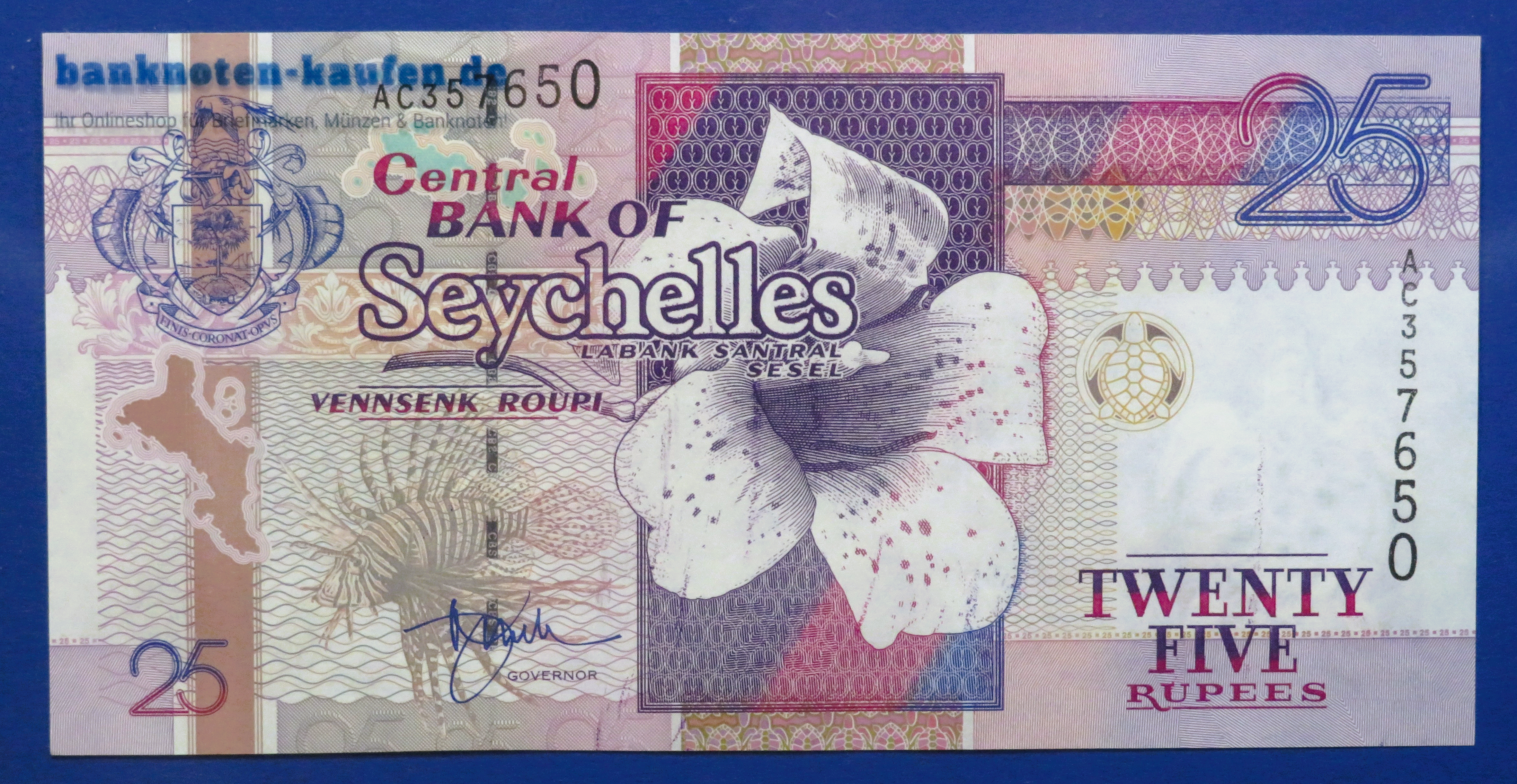 Seychellen, 25 Rupien, 1998ND, kassenfrisch (UNC), P-37b