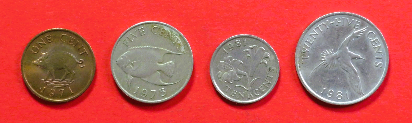 Bermuda - Set 1:  1/5/10/25 Cents, 1970-1985, gebraucht (USED / ss)